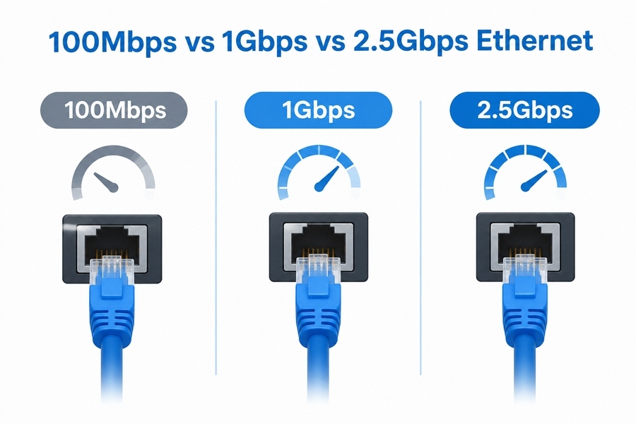 Najnowsze blogi firmy 100Mbps vs. 1Gbps vs. 2.5Gbps Ethernet: Jak prędkość sieci PC przemysłowych wpływa na opóźnienie
