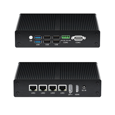 kupić Przemysłowy mini komputer bez wentylatora Linux Intel N100 DDR4 16G RAM 4LAN Dual COM produkcja online
