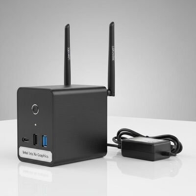 Mini PC 300M Wifi z podwójnymi antenami, zintegrowaną grafiką Intel Iris Xe i zasilaczem 12V 2.4 A do sieci bezprzewodowej
